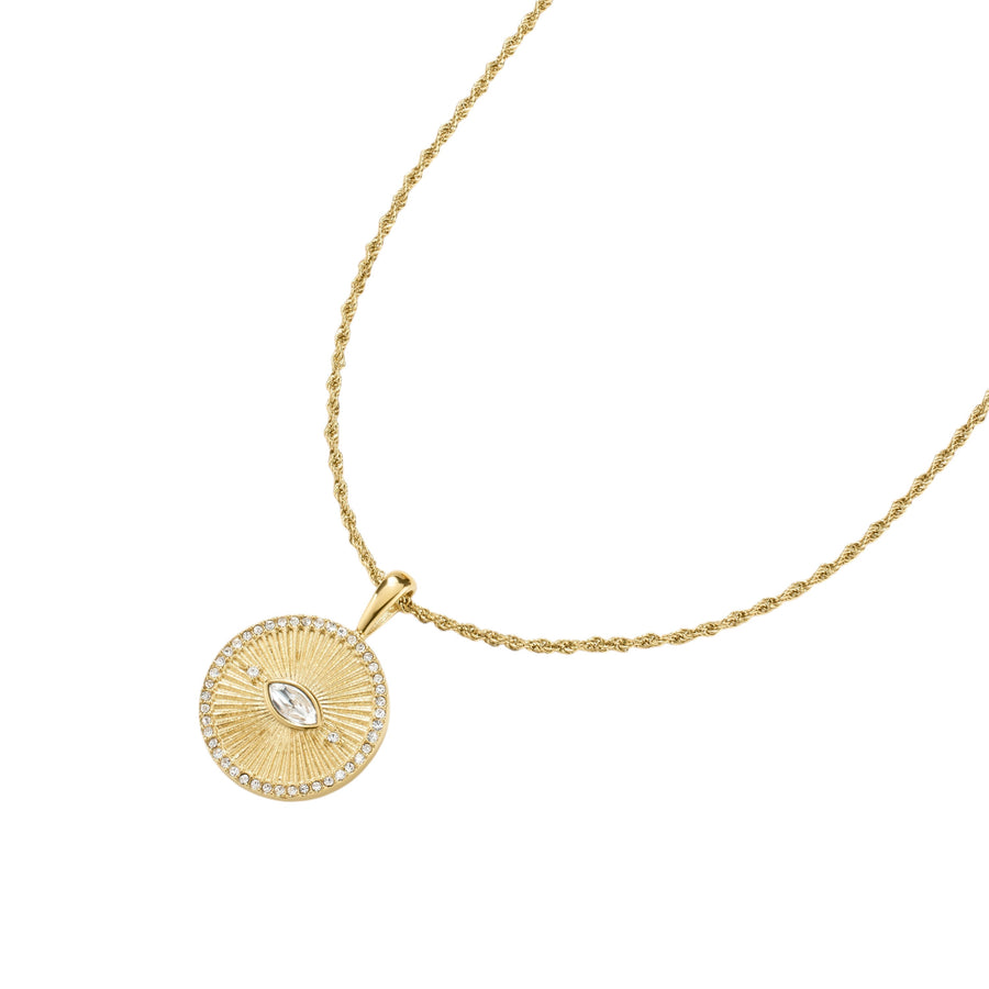 D.Louise Evil Eye Talisman Gold Necklace detail view