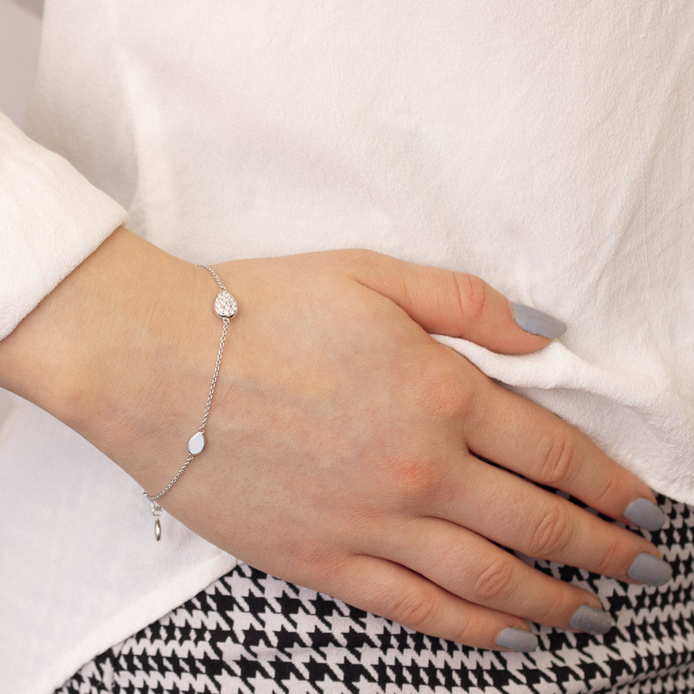Kit Heath Coast Pebble Glisten CZ Pave Station RP 7.5" Bracelet 70188CZ