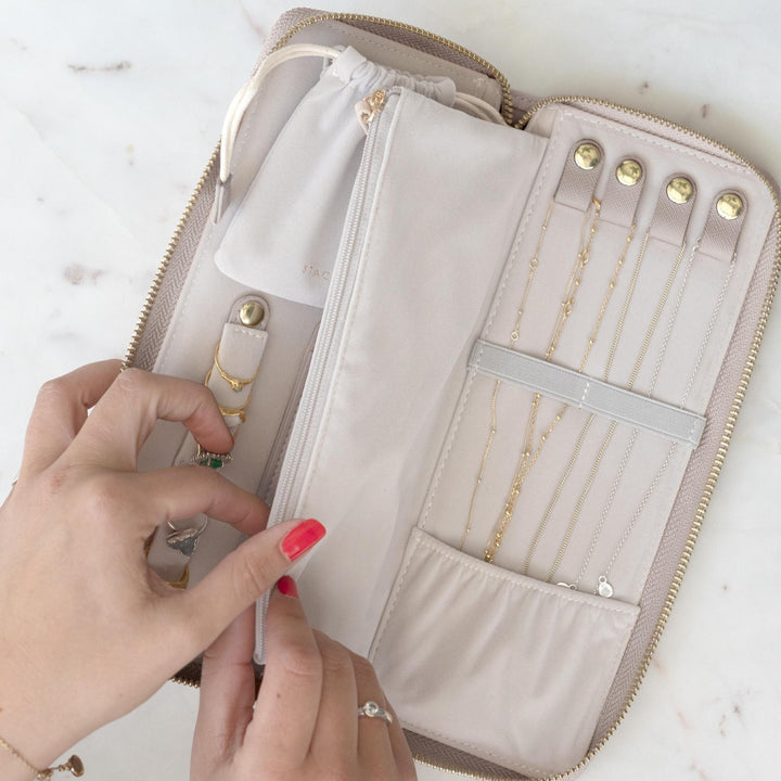 Stackers Taupe Jewellery Roll Travel Case 75775
