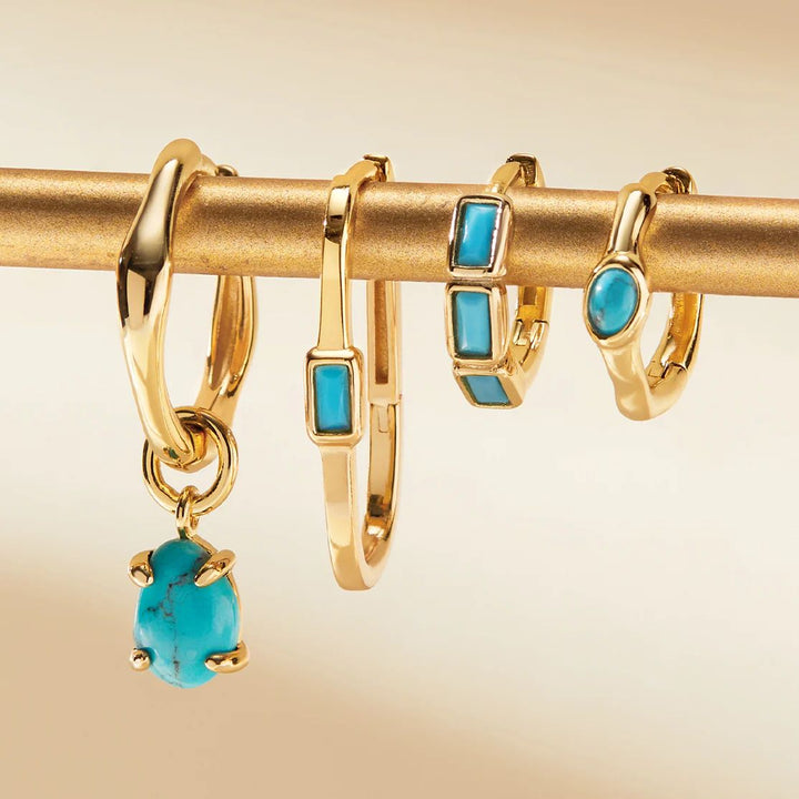 Ania Haie Turquoise Wave Huggie Hoop Earrings - E044-02G