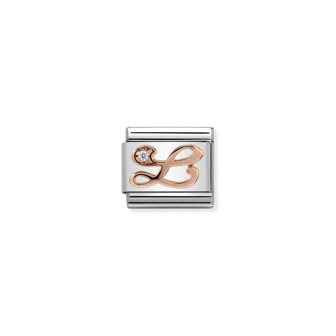 Nomination Rose Gold and Zirconia Classic Letter Charm - L