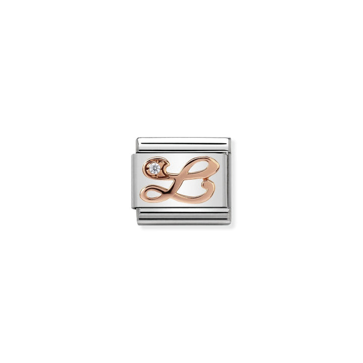 Nomination Rose Gold and Zirconia Classic Letter Charm - L