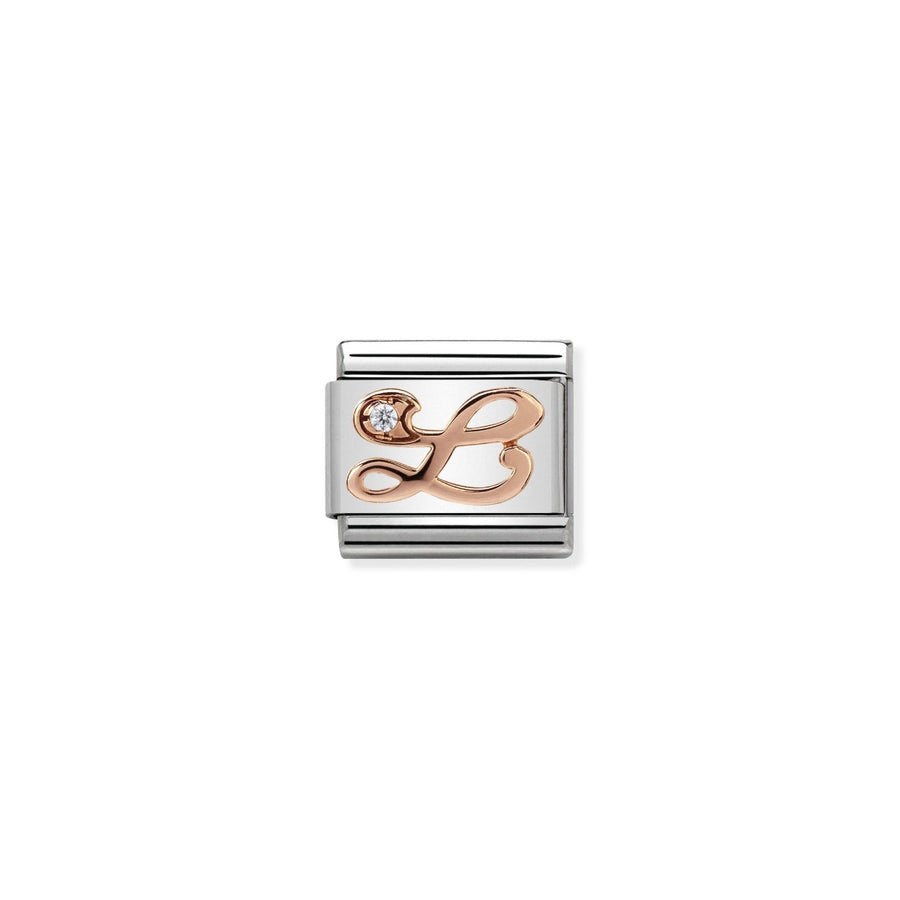 Nomination Rose Gold and Zirconia Classic Letter Charm - L