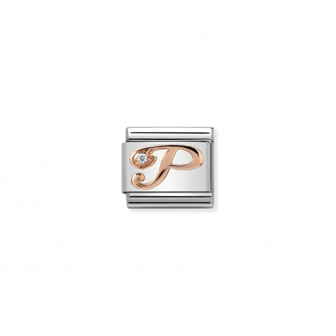 Nomination Rose Gold and Zirconia Letter Charm - P