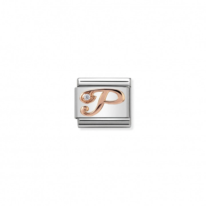 Nomination Rose Gold and Zirconia Letter Charm - P
