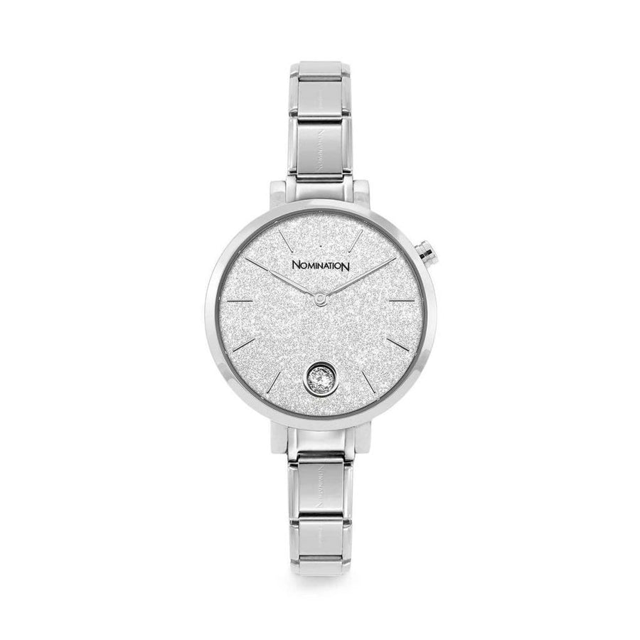 Nomination Paris Round Silver Glitter and Cubic Zirconia Charm Watch 076033_023