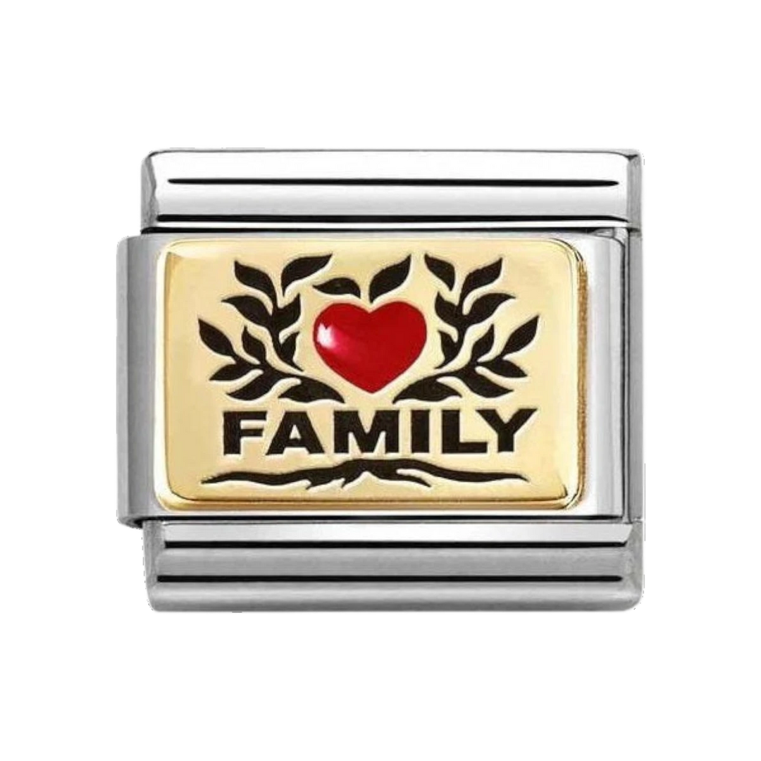 Nomination Stainless Steel and 18k Gold with Red Enamel Heart Family Charm 030289/07