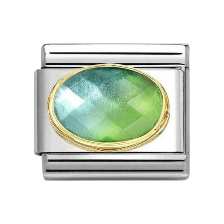Nomination Faceted Stone Charm with Gold Border - Blue Green 030612/037