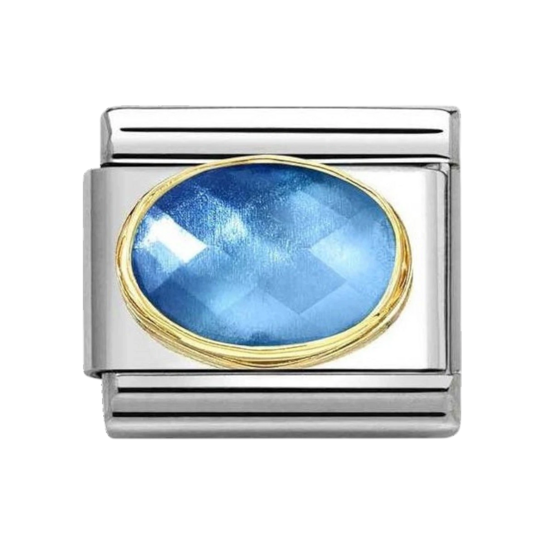 Nomination Faceted Stone Charm with Gold Border - Light Blue Ombre 030612/038