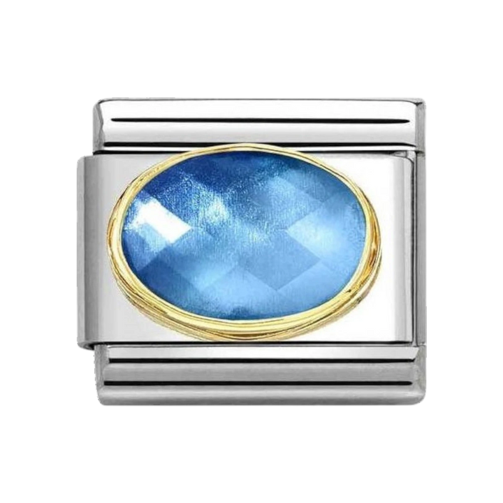 Nomination Faceted Stone Charm with Gold Border - Light Blue Ombre 030612/038