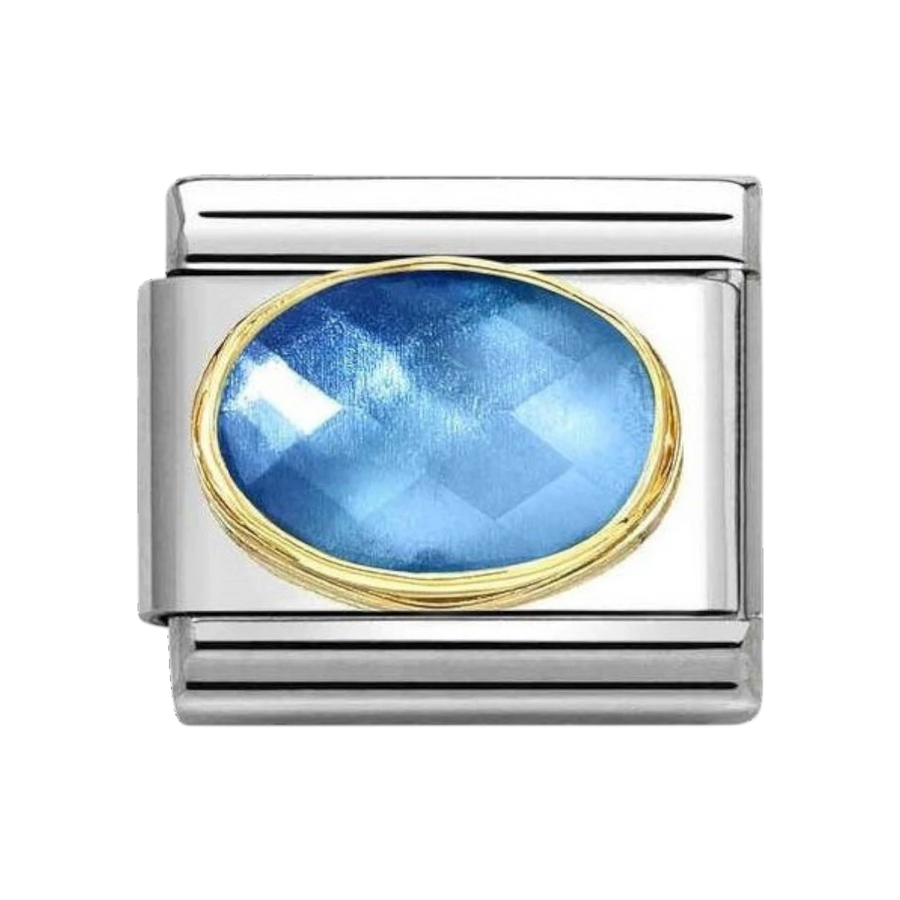 Nomination Faceted Stone Charm with Gold Border - Light Blue Ombre 030612/038