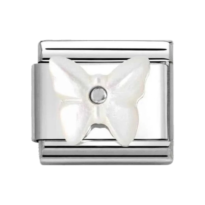 Nomination Silver White Mother of Pearl Butterfly Charm