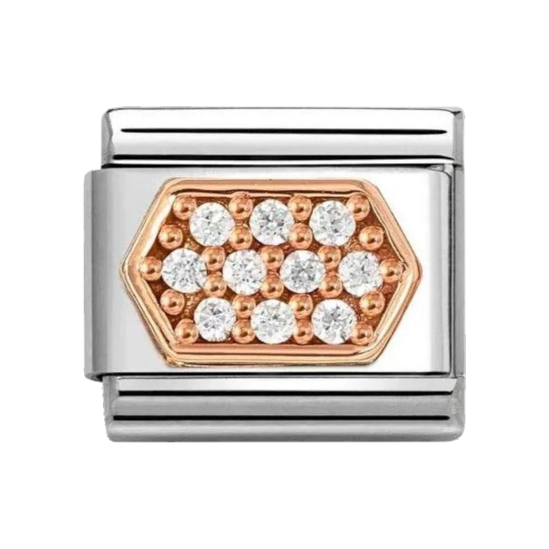 Nomination Classic Rose Gold and Zirconia Hexagon Charm. Item code 430312/03