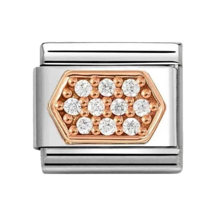 Nomination Classic Rose Gold and Zirconia Hexagon Charm. Item code 430312/03