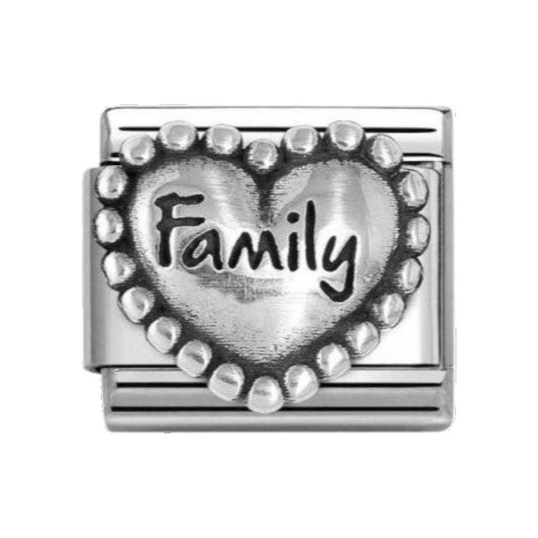 Nomination Classic Silver Oxidised Heart with Dots Family Charm. Item code 330101/84