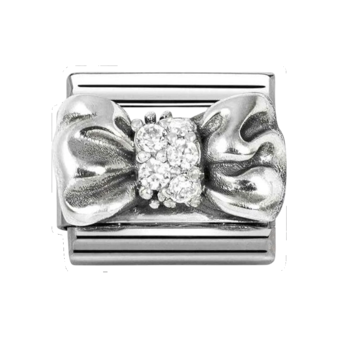 Nomination Classic Silver and Zirconia Ribbon Bow Charm 330323/11