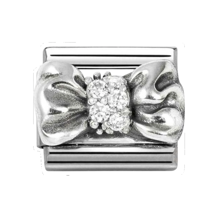 Nomination Classic Silver and Zirconia Ribbon Bow Charm 330323/11