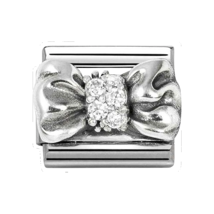 Nomination Classic Silver and Zirconia Ribbon Bow Charm 330323/11