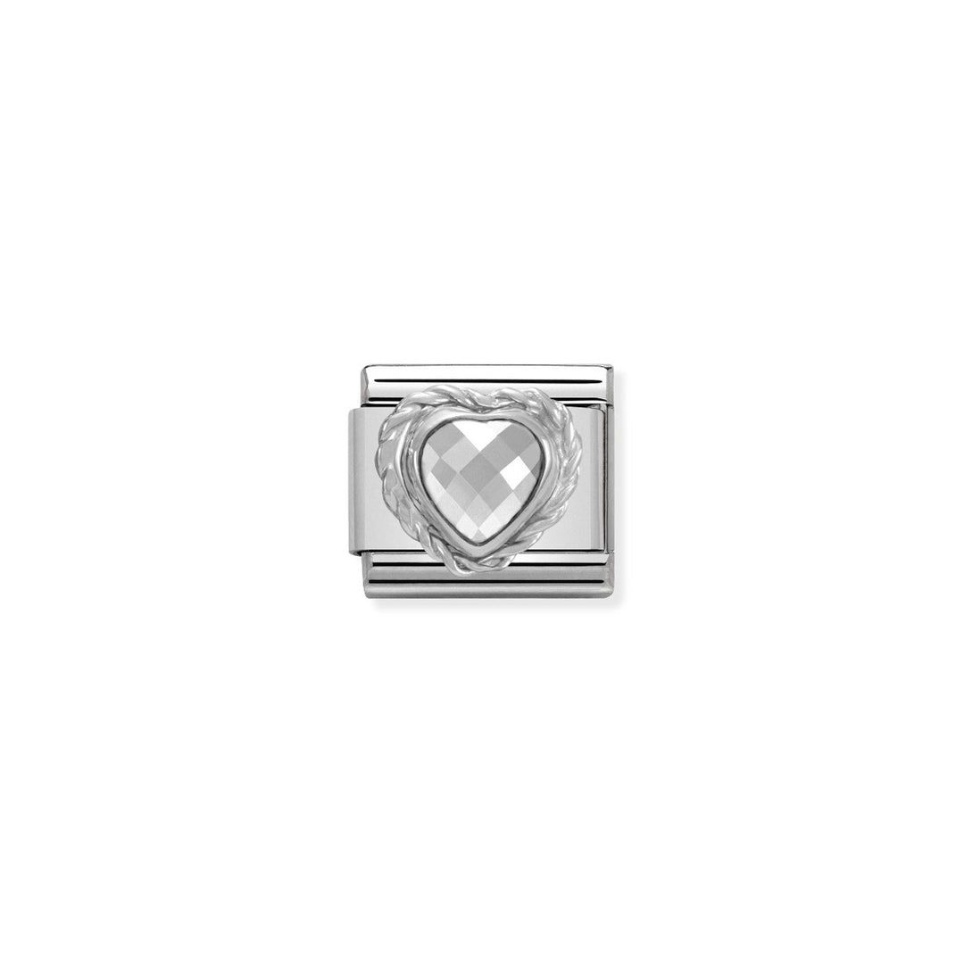 Nomination Silver and Zirconia Classic Faceted Heart Charm - White - 330603/010
