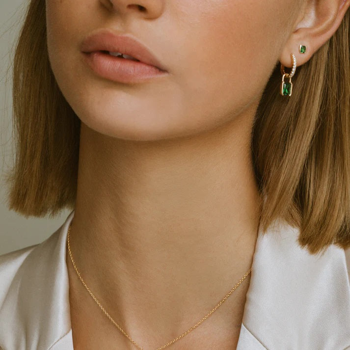 Sif Jakobs Roccanova Piccolo Earrings 18K Gold Plated with Green Zirconia