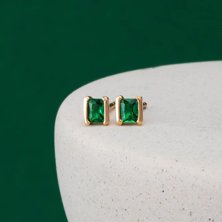 Sif Jakobs Roccanova Piccolo Earrings 18K Gold Plated with Green Zirconia