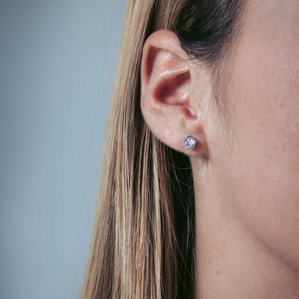 Georgini Round Zirconia Stud Earrings 5mm - Silver - IE122