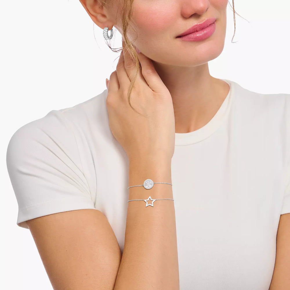 Niche Jewellery Thomas Sabo Tree of Love Bracelet - Silver with Enamel worn on model