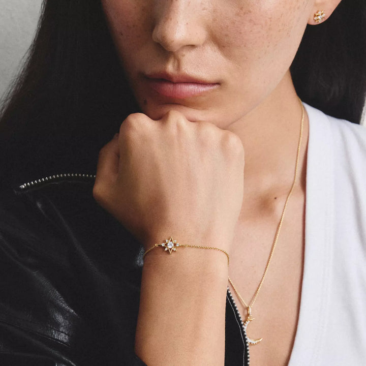 Niche Jewellery Thomas Sabo Star Bracelet Gold with White Zirconia worn on model