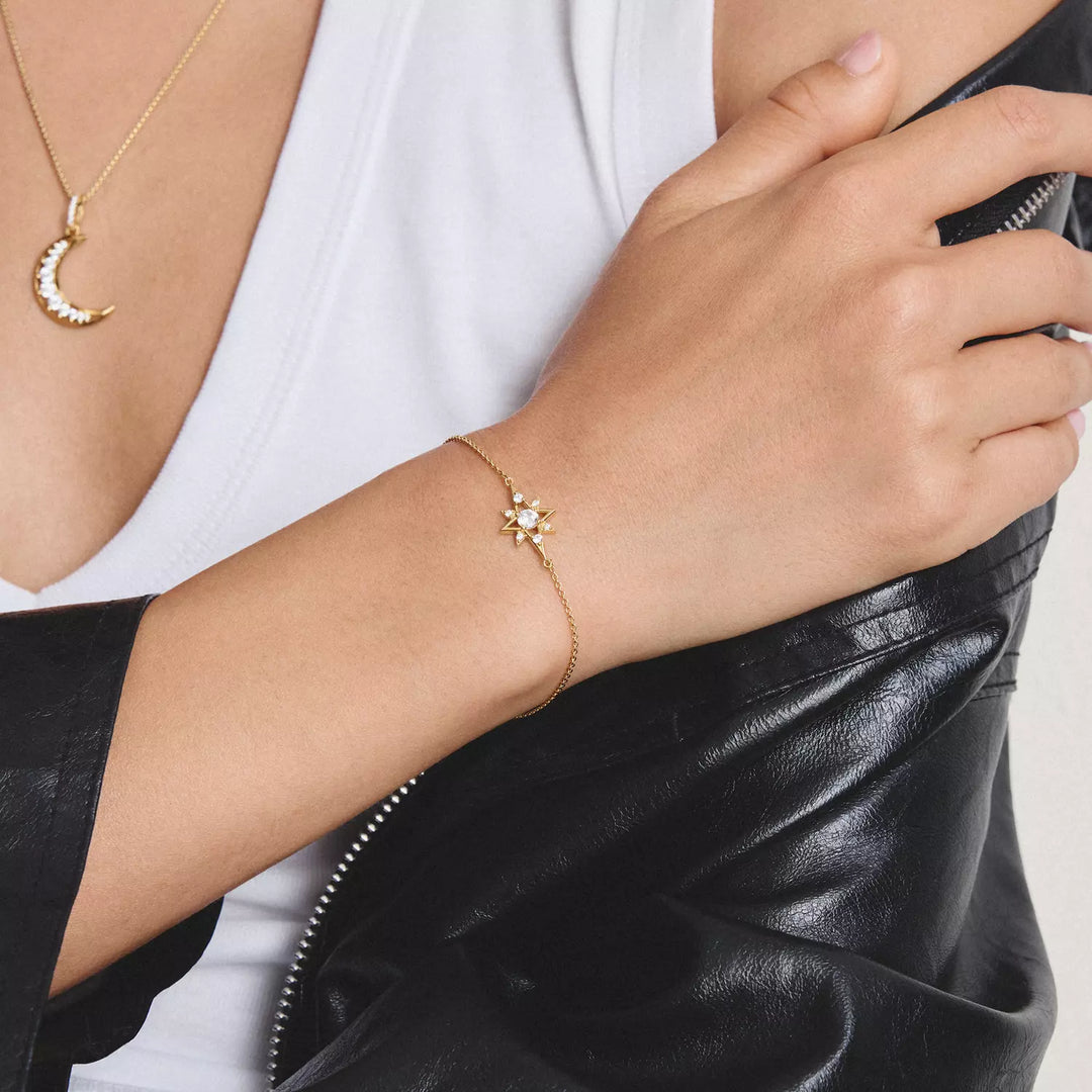 Niche Jewellery Thomas Sabo Star Bracelet Gold with White Zirconia worn on model
