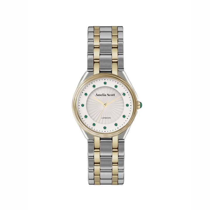 Amelia Scott Ava Vintage Emerald Green Two Tone Bracelet Watch