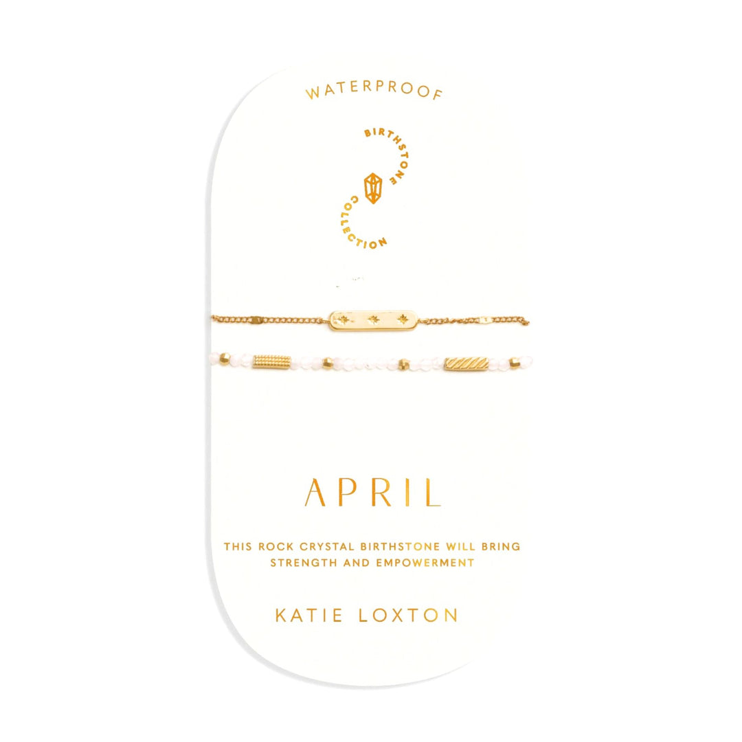 Katie Loxton April Waterproof Gold Birthstone Bracelet