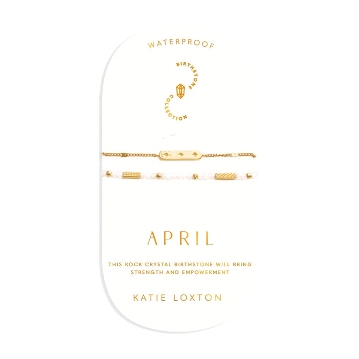 Katie Loxton April Waterproof Gold Birthstone Bracelet