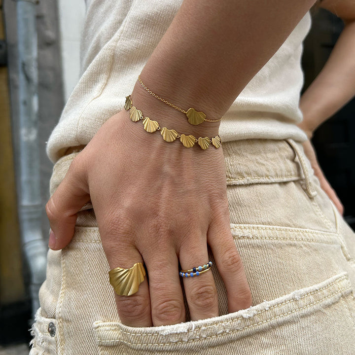 Niche Jewellery Enamel Copenhagen Wave Chunky Gold Bracelet detail