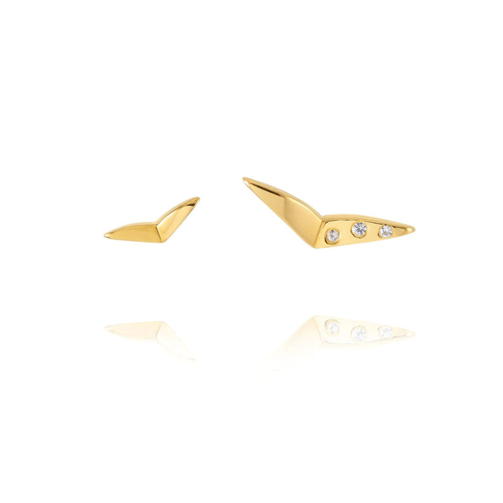 Rachel Jackson Dreamer Asymmetrical Bird Stud Earrings Gold