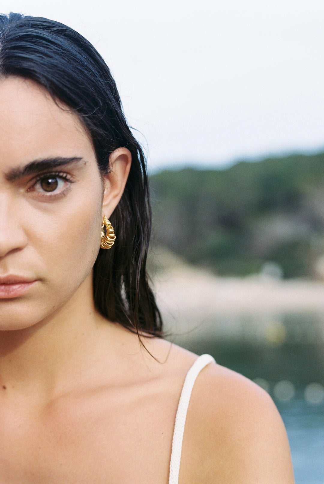 Niche Jewellery Shyla Biarritz Squiggle Gold Hoop Earrings detail