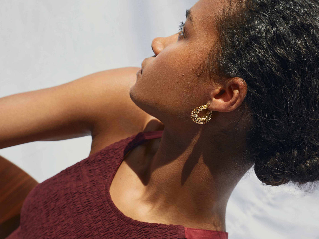 Niche Jewellery Shyla Biarritz Squiggle Gold Hoop Earrings detail