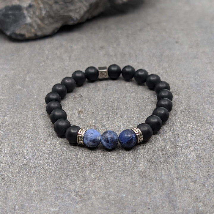 Niche Jewellery Ikoba Sodalite and Matte Black Agate 8mm Bracelet detail
