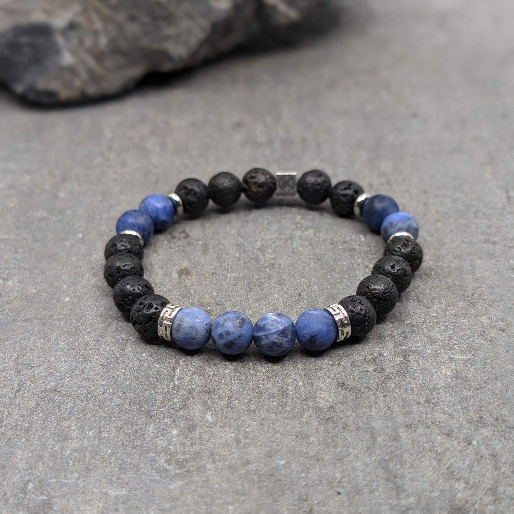 Niche Jewellery Ikoba Sodalite and Lava Stone 8mm Bracelet detail