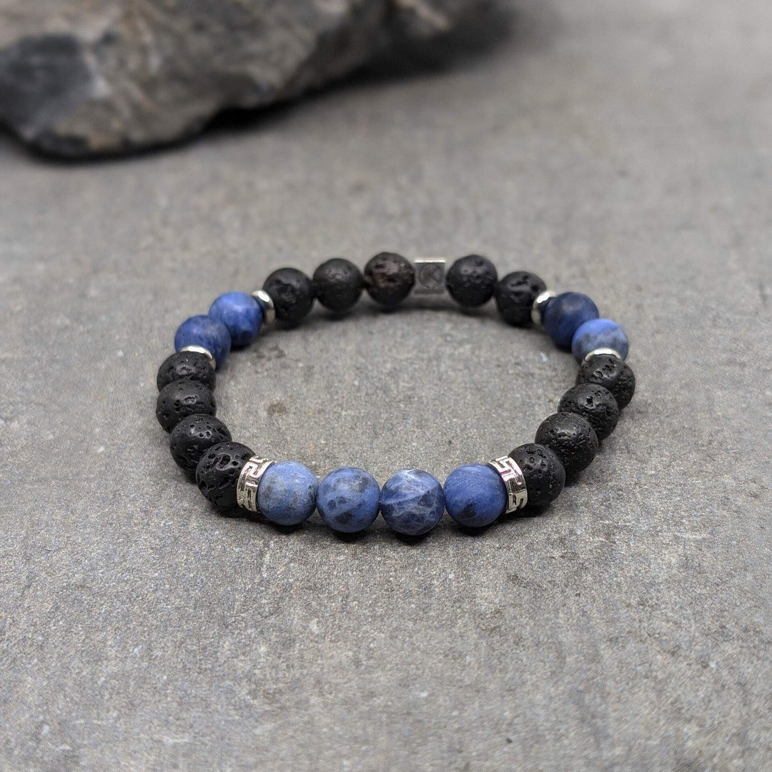 Niche Jewellery Ikoba Sodalite and Lava Stone 8mm Bracelet detail