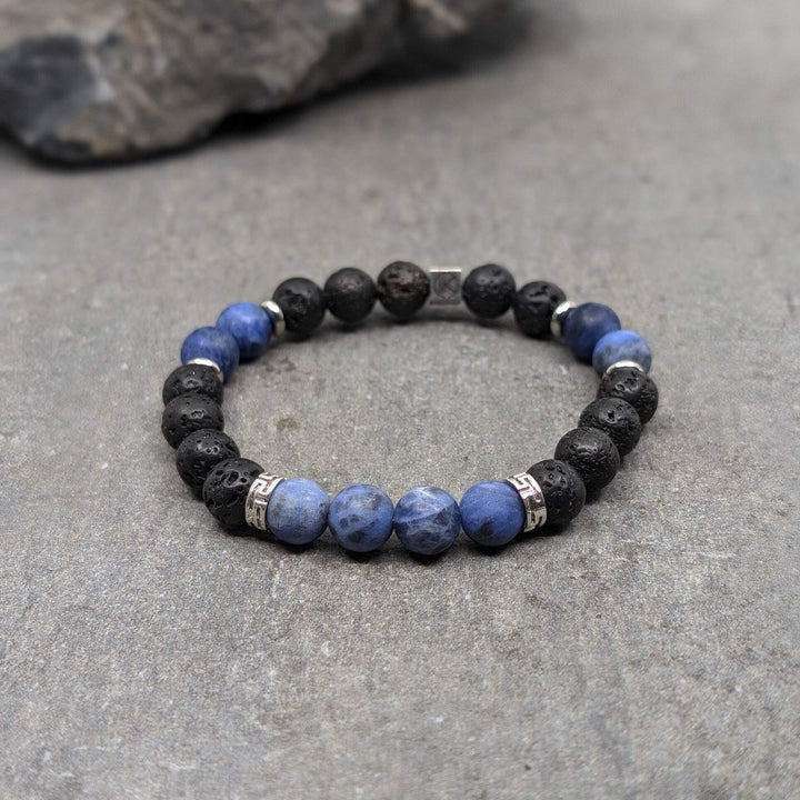 Niche Jewellery Ikoba Sodalite and Lava Stone 8mm Bracelet detail