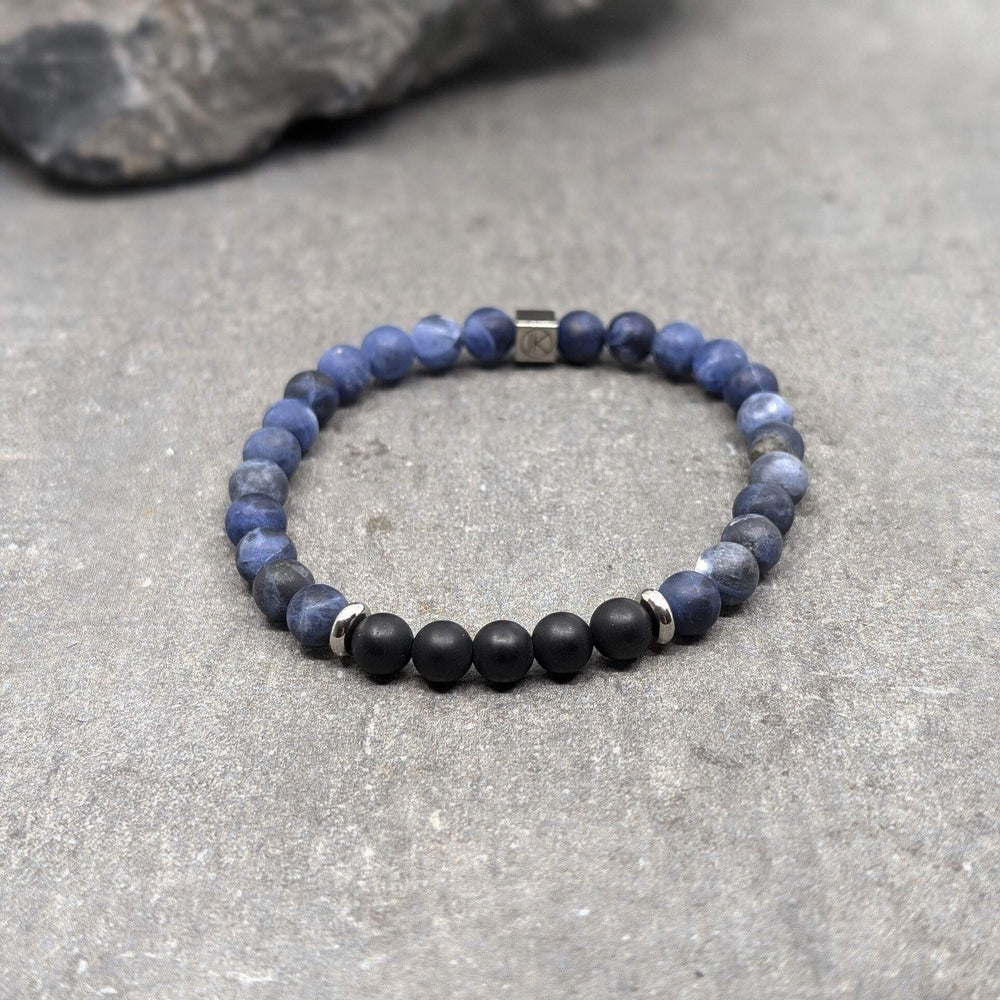 Niche Jewellery Ikoba Sodalite and Matte Black Agate 6mm Bracelet detail