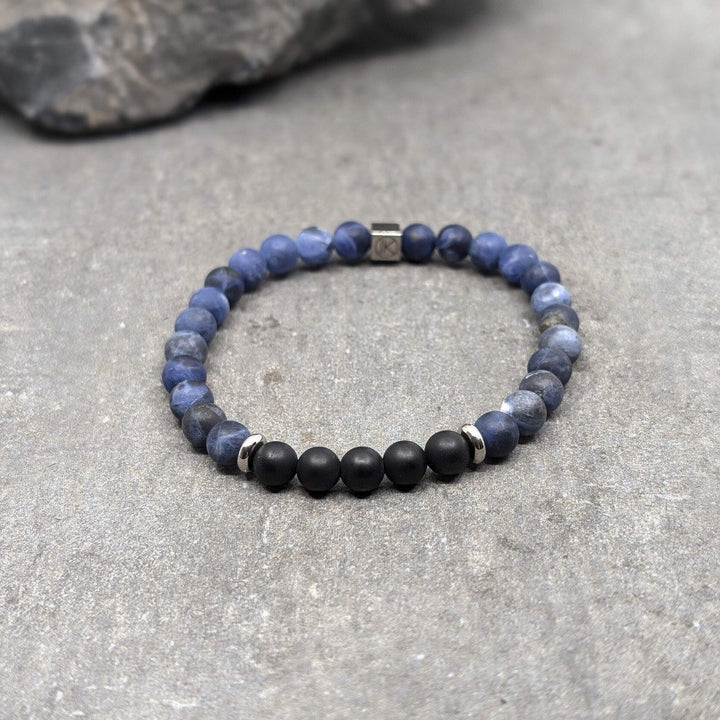 Niche Jewellery Ikoba Sodalite and Matte Black Agate 6mm Bracelet detail