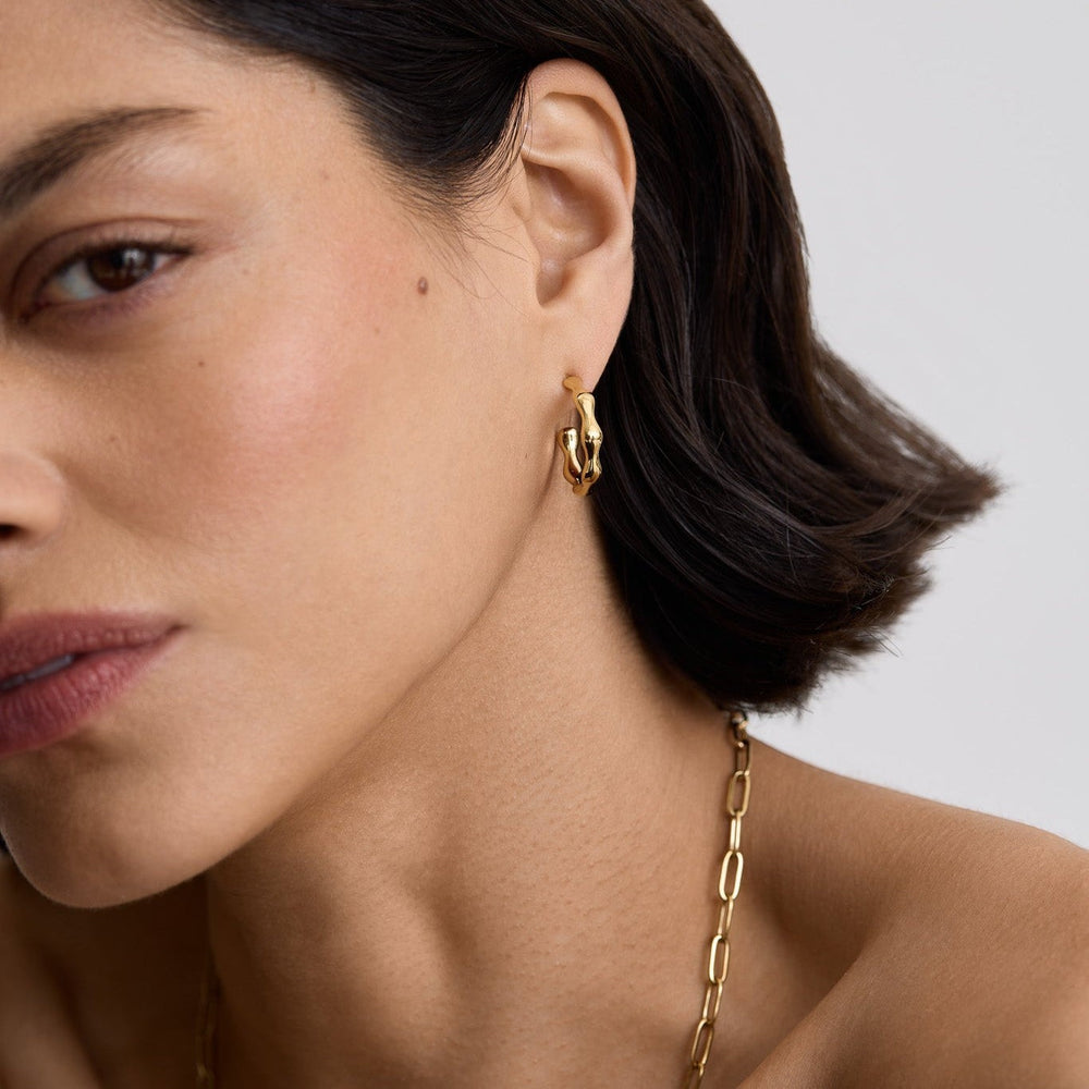 D.Louise Bamboo Gold Hoop Earrings detail view