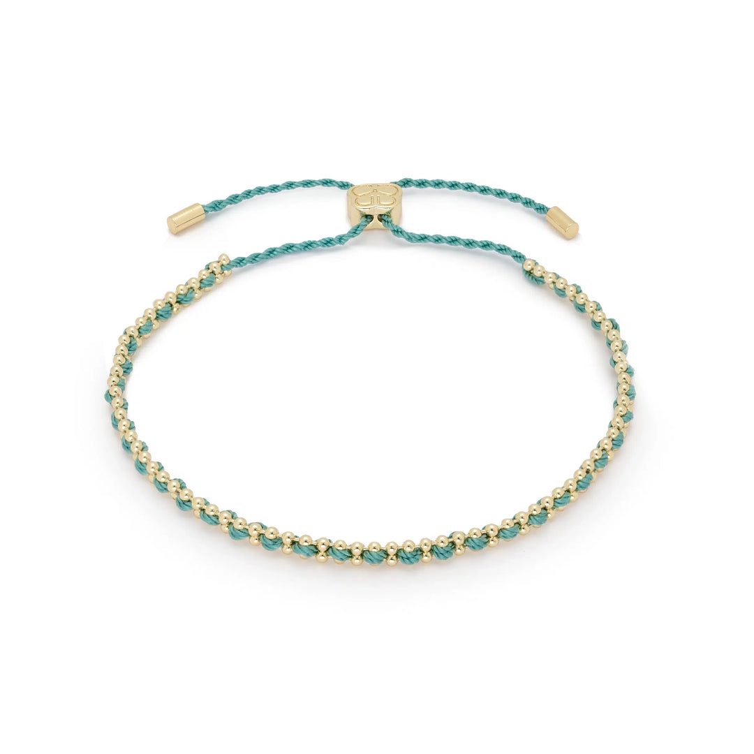 Boho Betty Braid Teal and Gold Woven Slider Bracelet
