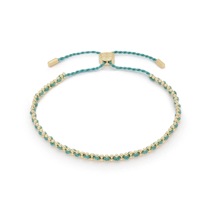 Boho Betty Braid Teal and Gold Woven Slider Bracelet
