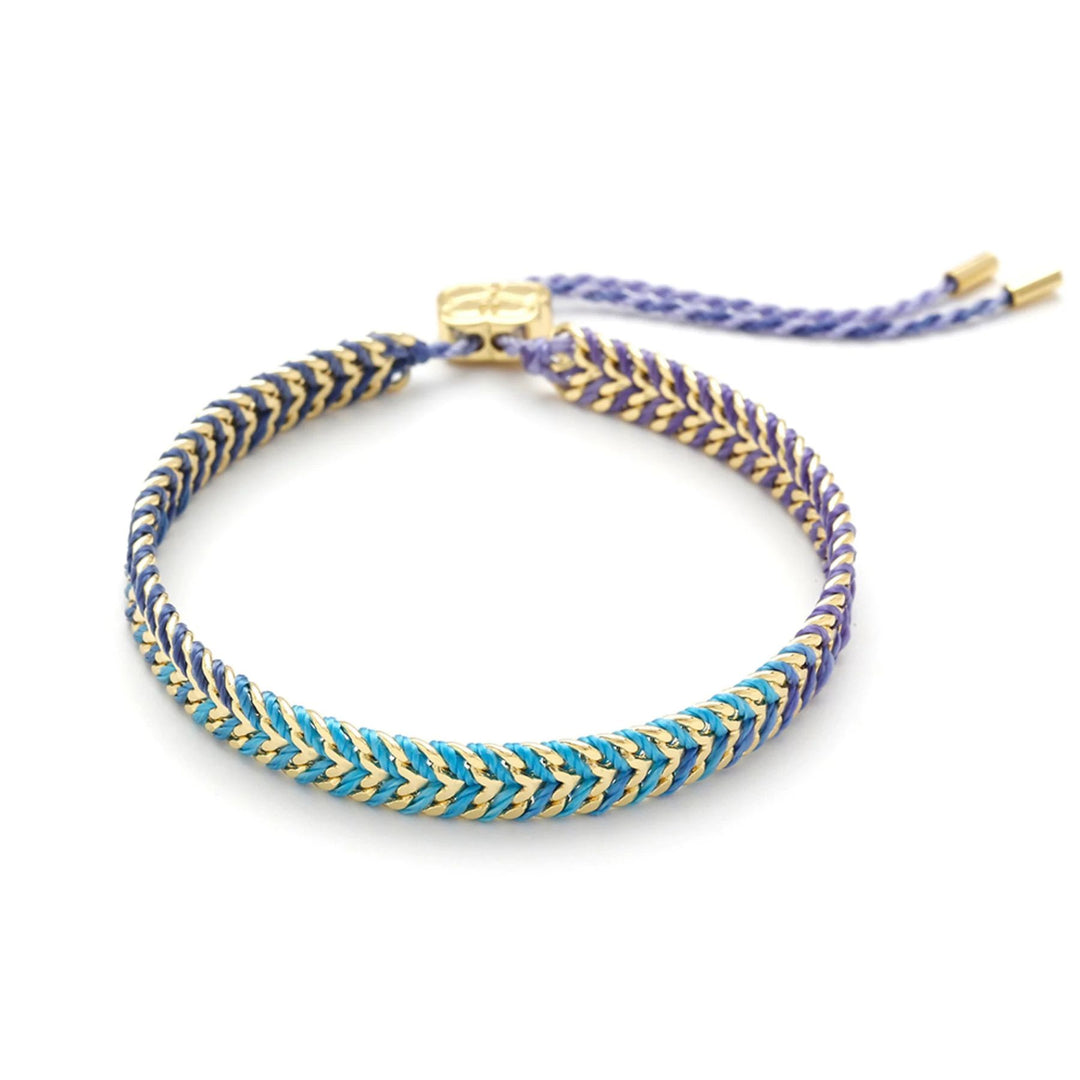 Boho Betty Iztac Blue Ombre Gold Woven Slider Bracelet