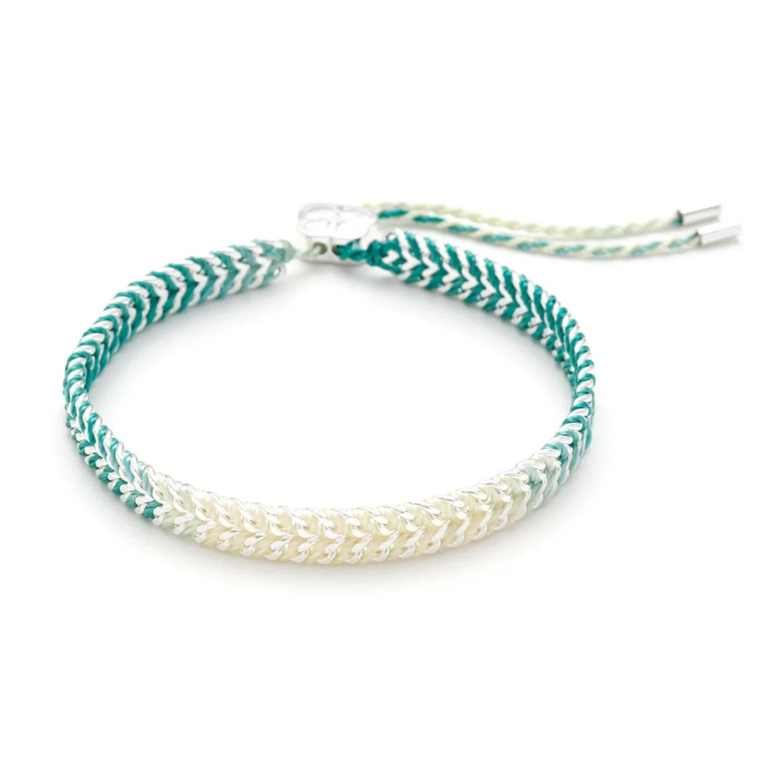 Boho Betty Iztac Turquoise Ombré Silver Woven Bracelet