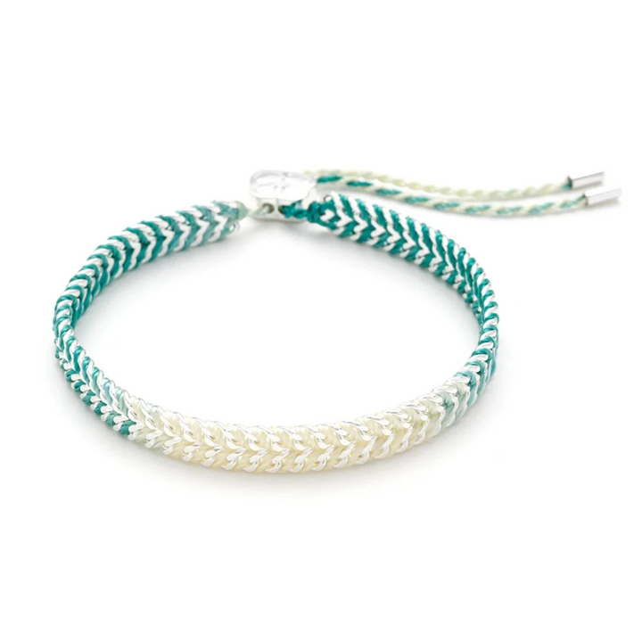 Boho Betty Iztac Turquoise Ombré Silver Woven Bracelet