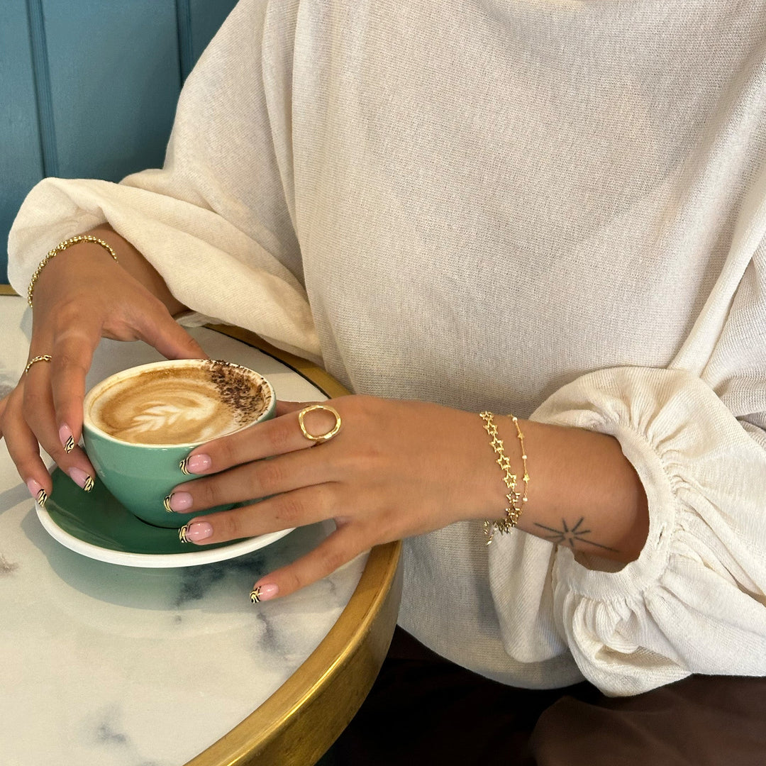 Niche Jewellery Enamel Copenhagen Organic Starlink Chunky Gold Bracelet detail