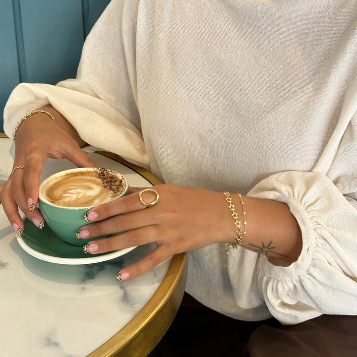 Niche Jewellery Enamel Copenhagen Organic Starlink Chunky Gold Bracelet detail